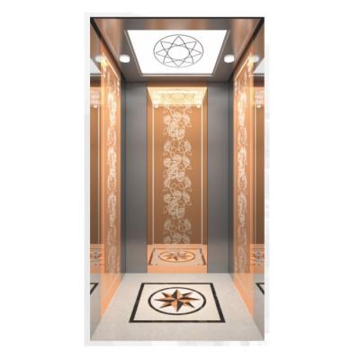 China Safety FUJI Factory Manufacture Office Building Hotel 4 People Design Luxury Gold Global Elevator Home Elevator for sale