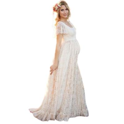 China Viable Plus Size Maternity Photography Props Pregnant Dress For Photo Shoot Clothing Long Maternity V-Neck Dress for sale