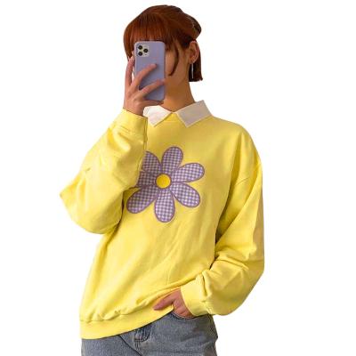 China Pullover Daisy Slim Solid Color Anti-wrinkle Women's Central Institute of Statistics Wind Round Neck Long Sleeve Hoodies for sale