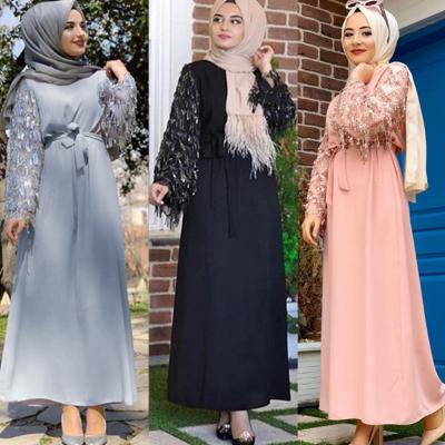 China Anti-static Hot Selling Big Swing Women's Muslim Dress Long Sleeve Dubai Short Dress Fashion Design Loose Plus-Size Women's Skirt for sale