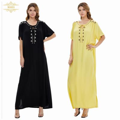 China Wholesale New Arrival Arab Women Dress Breathable Muslim Design Long Skirt Solid Color Excellent Plus Size Elegant Dress for sale