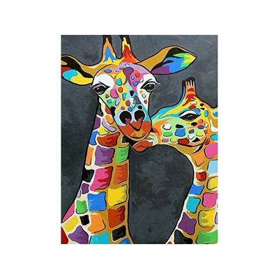 China Eco-friendly Cartoon Giraffe Color Fashion Oil Painting Digital Frameless Painting By Numbers for sale