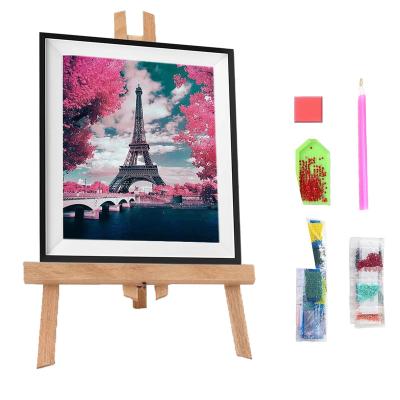 China Creative DIY 5D Rhinestone Diamond Painting Landscape Eiffel Tower Round Rhinestone Embroidery Color Cross Stitch Home Decoration for sale