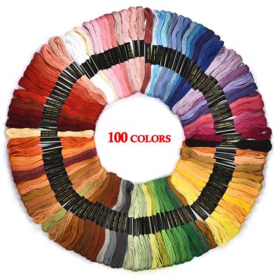 China Artist Hot Sale 100 Colors Polyester Embroidery Threads Colorful Set Box Cross Stitch Embroidery Thread For DIY for sale