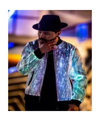 China New Men's New-Strange Clothing Trend Fashion Jacket Men's Party Fiber Optic Jacket for sale