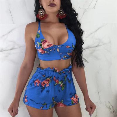 China China Supplier QUICK DRY Flower Printed Women Clothing Women Summer Shorts Two Piece Set for sale