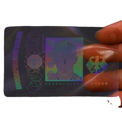 China Germany Italy Hologram Anti-Counterfeiting Custom Transparent Driver's License Overlay Hologram Overlay Of Driver's License for sale