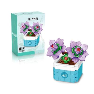 China Building Toy Moyu MY87044 Purple Simulated Plants Building Block Potted Sets Ornaments Exquisite Gifts For Bricks Toys Plastic Flowers for sale