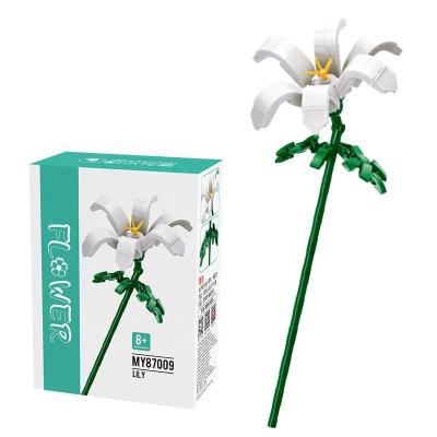 China Building Toy Moyu MY89009 Lily Simulation Flowers Holiday Gift White Assembly Set For Children's Toys Plastic Building Block Sets for sale