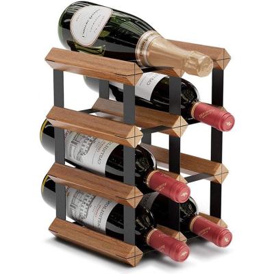 China (Other) Adjustable Foldable Wooden Free Standing Wine Bottle Holder Natural Wine Shelves Wine Rack for sale