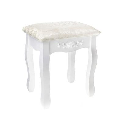 China Velvet Vanity Table Stool Convertible Crushed White Wooden Piano Padded White for sale