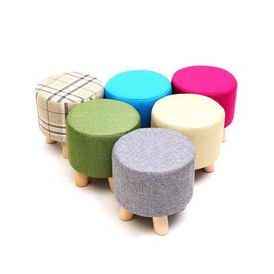 China Super Comfortable Round Ottoman Sneak Small Wood Soft Rest Chair Quadruped Pouf Stool Seat for sale