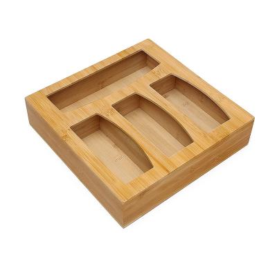 China And Dispenser For Bamboo Ziplock Organizer Storage Bag Sustainable Drawer With Hole Can Kitchen Bamboo Ziplock Bag Open Type for sale