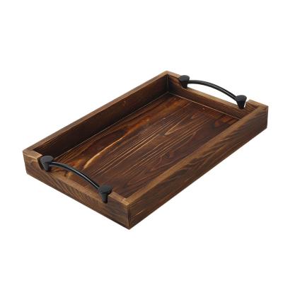 China Viable Rustic Wooden Serving Trays for Breakfast Coffee Table for sale