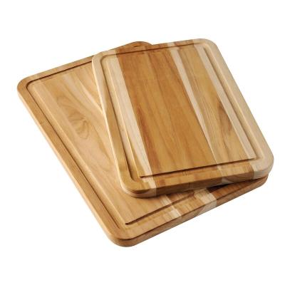 China Sustainable Modern Kitchen Natural Wooden Cutting Board Grocery Boards Wooden Double Sided Cutting Board Set With Juice Grains for sale