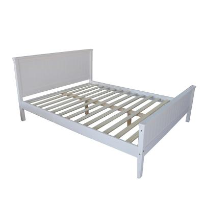 China Durable Cheap Single Double Bed Frame With Wooden Headboard And Slat for sale