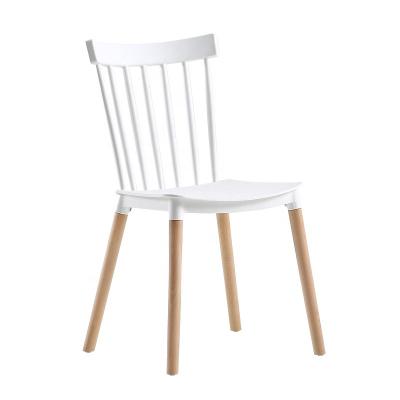 China Hot Sale Wooden Leg Leisure Dining Chair Plastic Chair With Solid Wood Leg Price Chairs for sale