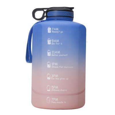 China Sustainable Empty Sports Motivational Free Tumbler BPA Plastic Water Bottle With Time Marker for sale