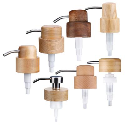 China Non Spill Wood Soap Foaming Foaming Shampoo Treatment Dispenser Bamboo Lotion Pump for sale