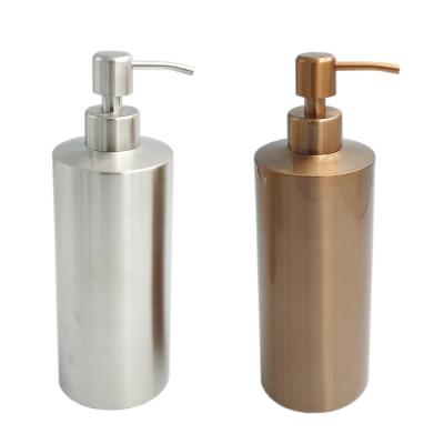 China Foam Luxury Unique Style 304 Stainless Steel Shampoo Dispenser 500ml 550ml Soap Dispenser Rust Resistant Cylinder Silver Bottle for sale