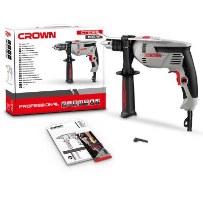 China CROWN 220-230V 2.8A Impact Drill Switch Handle Easy Operated Impact Rate44800 Soft Impact Drill For Color Box CT10128 for sale