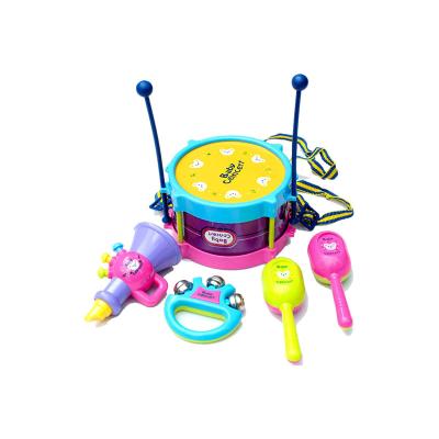 China Toy Toddler Musical Instruments Toys Musical, 5 Pcs Children Drum Set, Boys Girls Roll Drum Trumpet Bell Set Learning Gift Baby Boy Girls for sale