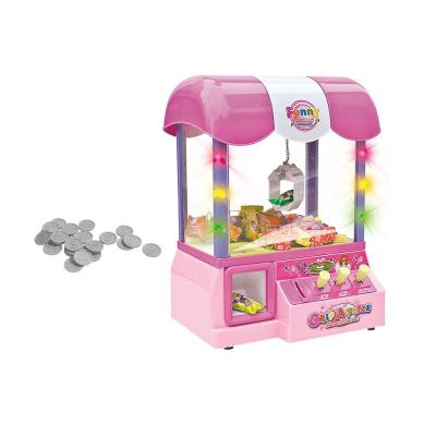 China Cartoon Toys Desktop Crane Machine Prize Machine Coin Operated Candy Grabber Doll Candy Catcher with LED Light for sale