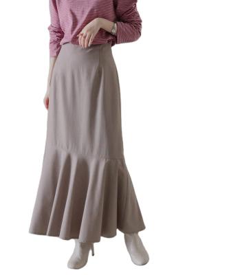 China Latest Fashion Anti-Static Fishtail Mature Ladies Skirts Midi Length, Women Solid Color High Waist Bodycon Korea Fishtail Skirt for sale