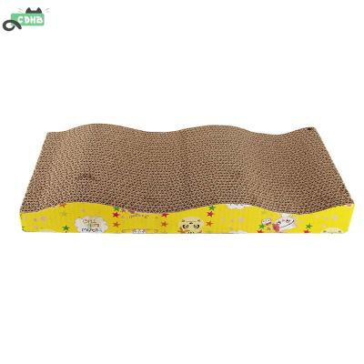 China Viable Wholesale Wavy Shape Corrugated Paper Cat Scratching Board Interactive Pet Toy Cat Scratcher for sale