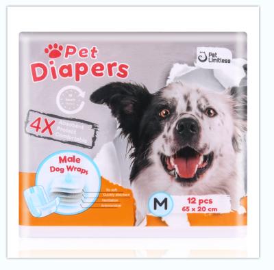 China Wholesale Stocked 12pcs Different Sizes S M L XL XXL Dog Diaper Soft Disposable Pet Diaper for sale