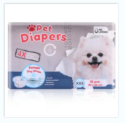 China Stocked 10 Counts XXS Disposable Female Adjustable Pet Diaper Premium Quality Dog Diapers for sale