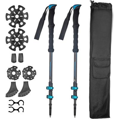 China 3-Section Aluminum 7075 New Cork Handle Folding Walking Stick Retractable Telescopic Hiking Pole Foldable Trekking for sale