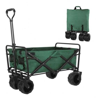 China Sturdy Portable Rolling Lightweight Cart Camping Patio Garden Grocery Folding Push Cart Outdoor Service Folding Camping Cart for sale