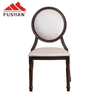 China Traditional Antique Style Commercial Furniture Hotel Restaurant Fabric Upholstery Chair Metal Frame Banquet Dining Chair for sale