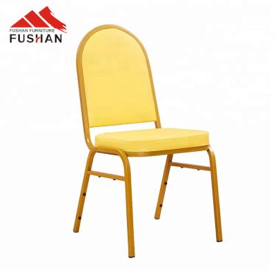 China Traditional Comfortable Stackable Metal Banquet Metal Upholstered Chair Hotel Padded Throne Wedding Used Aluminum Sponge Backrest Chair for sale