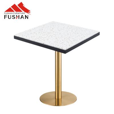 China FUSHAN modern customize square table top marble with steel frame small coffee table for sale