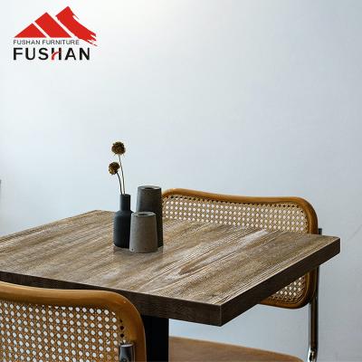 China Modern Dining Table Top And Metal Leg Solid Wood Eco - Friendly Table For Restaurant for sale