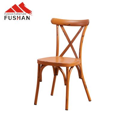 China Wholesale Stackable Antique Style Restaurant Furniture Hotel Cadeira Chair Metal Frame Backrest Stool Cafe Dining Chair For Sale for sale