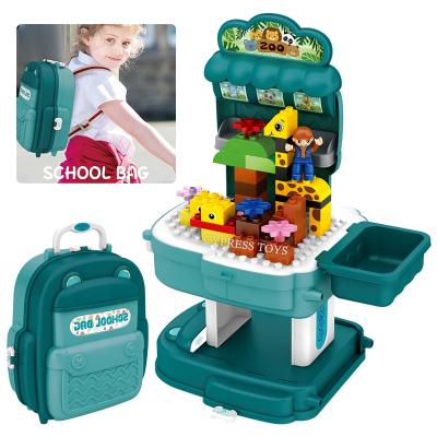 China Building Toy Backpack Preschool Plastic DIY Animal Building Block Sets Building Block Table for sale