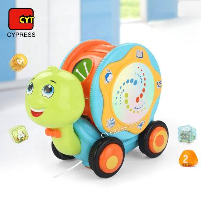 China Battery Operated Baby Toy Baby Hand Drum Musical Toy Cartoon Turtle Educational Instrument for sale