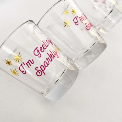 China Wholesale Dishwasher Safe Tequila Printing Party Souvenir Shot Glasses Glitter Glass Sublimation for sale