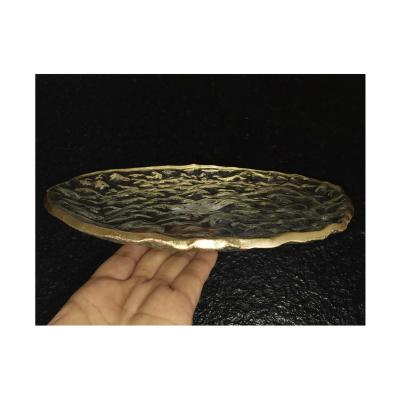 China Durable durable using economical low price custom design wholesale gold round glass plates for sale