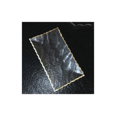 China Viable Gold Glass Plates Luxury Glass Gold Rim Glass Plate Luxury Glass Creative Clear Square Dish for sale