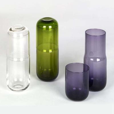 China Wholesale Glass Carafe Night Glass Sustainable Set Bedside Water Carafe With Glass Set for sale