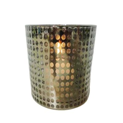 China New Arrivals Dishwasher Safe Romantic Light Luxury Retro Cylinder Silver Plated Glass Candle Holder for sale