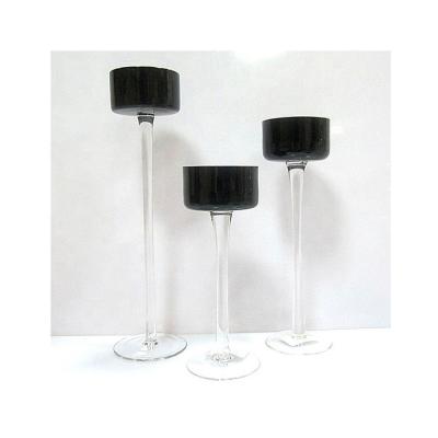 China Tealight Dishwasher Safe Long Rod Holder Glass Candle Holder Votive Safe Glass Candlestick Holders for sale