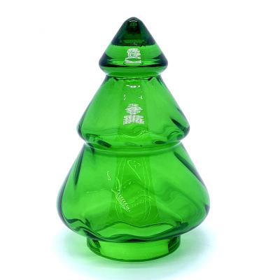 China Sustainable Festival Christmas Tree Shape Decorative Jars Canisters Glass Candy Canister for sale