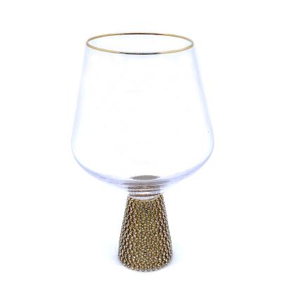 China Various Dishwasher Safe Promotional Goods Using Gold Diamond Long Stem Wine Glass Modern Clear Logo for sale