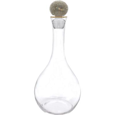 China Dishwasher Safe High End Narrow Bulk Transparent Mouth 32*5cm Whiskey Bottle Glass Decanter With Stopper for sale