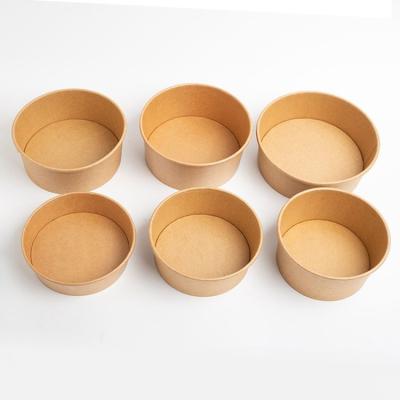 China Biodegradable kraft paper round bowl with lid su1200ml-1 paper pla lining salad bowl for sale